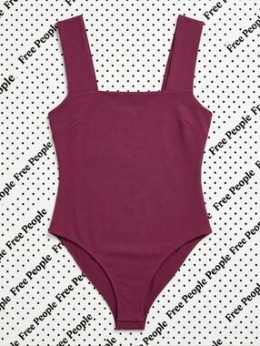 NWT Free People She's So Sleek Bodysuit Raspberry Square Neck Backless